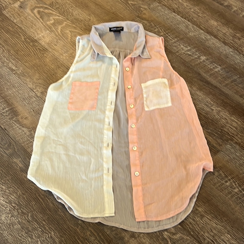 Sheer button down top - Picture 1 of 4